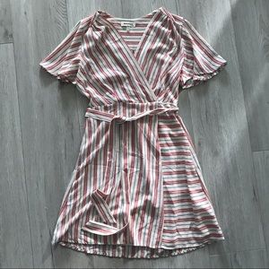 Monteau Striped Wrap Dress